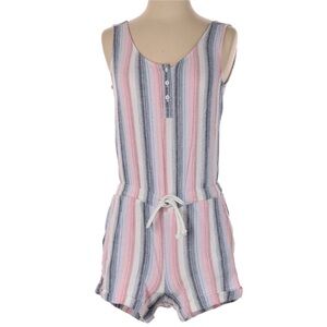 Summer Romper - Pink & Blue Striped with Tie - size Medium
